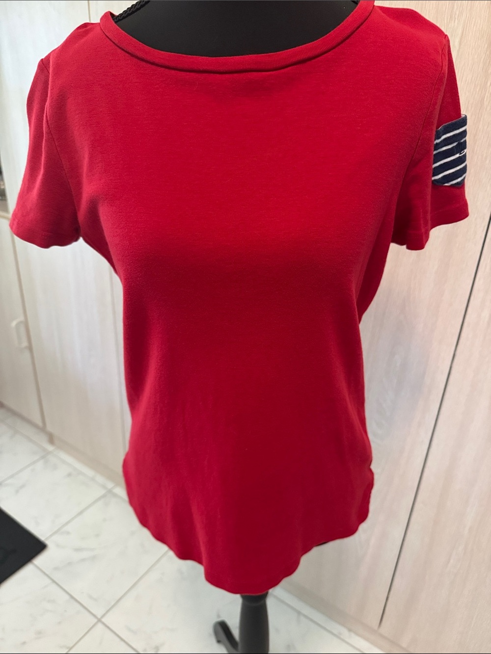 Lauren Ralph Lauren Short Sleeve Top Striped RL pocket